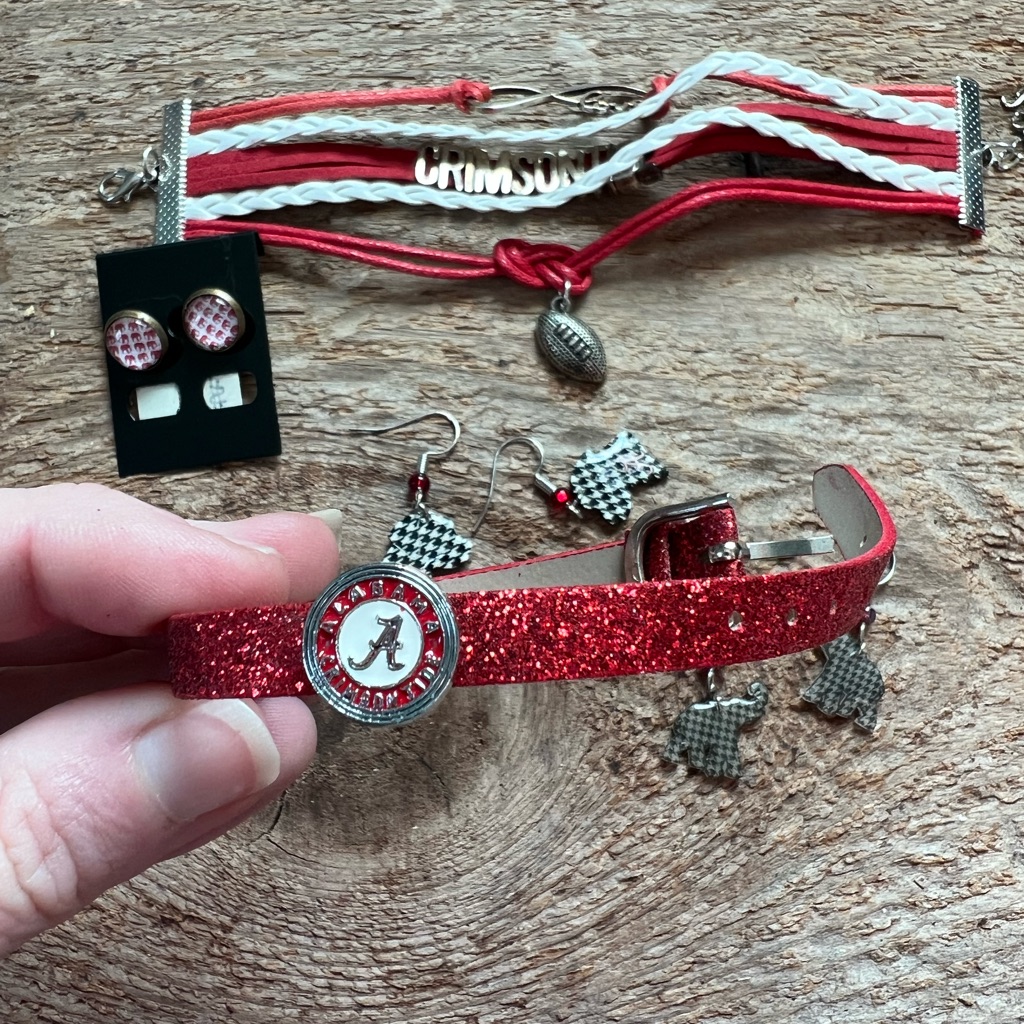 Alabama Bracelet And Earrings Bundle Crimson Tide Bracelet Crimson Tide Earrin